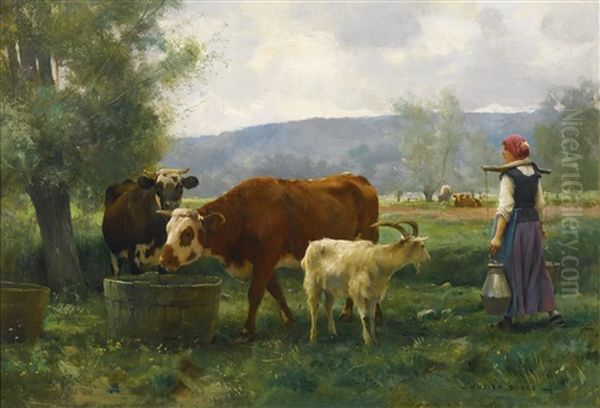 La Jeune Laitiere Avec Son Troupeau - view 1