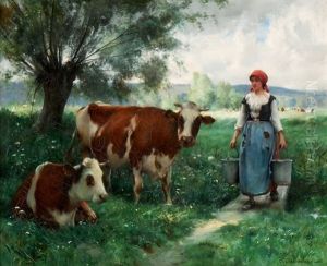 Milchmadchen Auf Der Weide by Julien Dupre