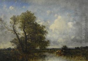 Landscape With Cows By A River by Julien Dupre