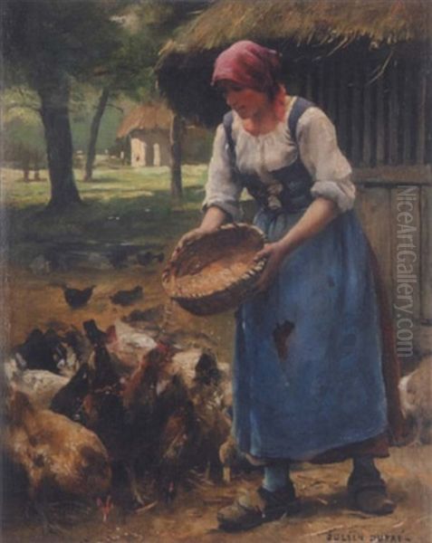 Untitled - Lady Feeding The Chickens - view 1