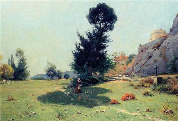 Mother And Child With Ducks And Chicks - view 1