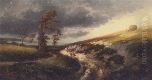 Travellers On A Path In A Stormy Lanscape - view 1