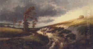 Travellers On A Path In A Stormy Lanscape by Julien Dupre