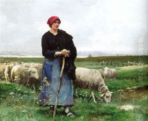 A Shepherdess With Her Flock A Shepherdess With Her Flock