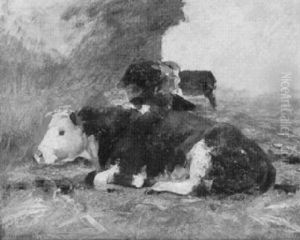 Les Vaches A L'etable by Julien Dupre