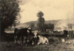 Vaches Au Paturage by Julien Dupre