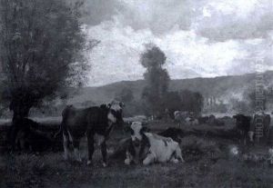 Vaches Au Paturage by Julien Dupre