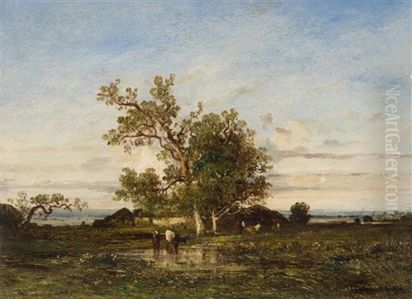 Landschaft Mit Kuhen An Der Tranke - view 1