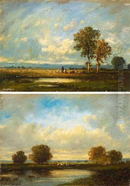Gegenstucke: Landschaft Mit Weiher Und Viehherde - view 1