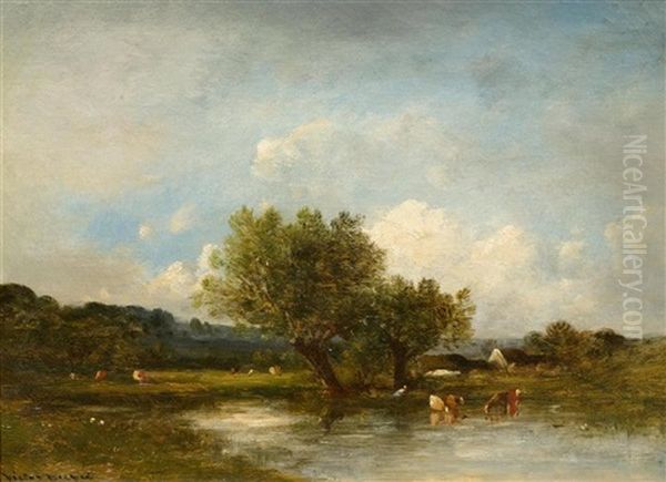 Cattle At A Pond - view 1