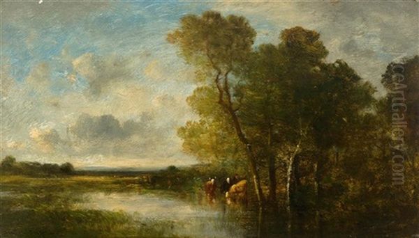 River Landscape With Cows - view 1