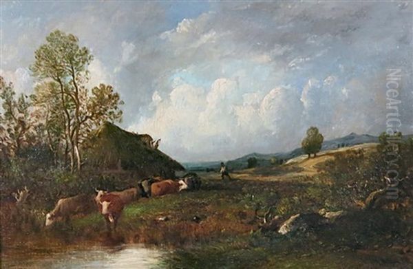 Troupeau De Vaches S'abreuvant - view 1