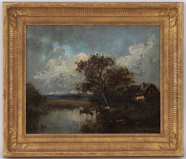 Paysage Avec ,vaches A L'etang - view 1