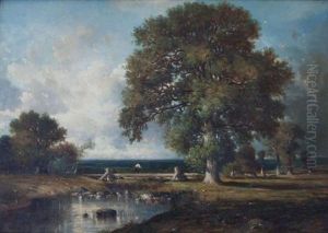 Paysage Au Petit Pont by Leon Victor Dupre
