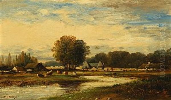Landscape With Farm Houses And Cattle - view 1