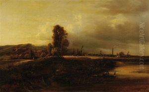 Paysage Pittoresque A La Barque by Leon Victor Dupre