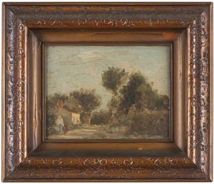 Figure Walking In A French Landscape by Leon Victor Dupre