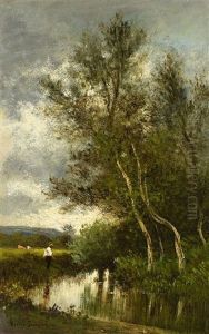Angler Am Bach by Leon Victor Dupre