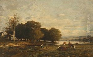 Landscape With Cows by Leon Victor Dupre