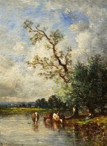 Kuhe Am Weiher by Leon Victor Dupre