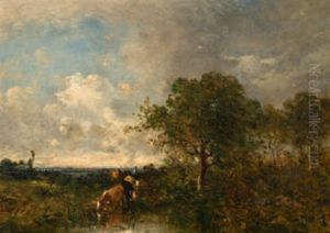Teichlandschaft Mit Kuhen by Leon Victor Dupre