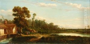 Bachlandschaft Mit Muhle Und Figurenstaffage