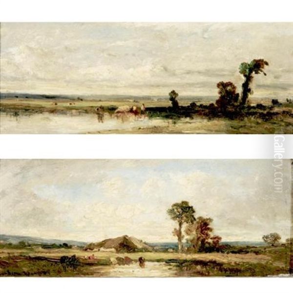 Landscape With Cattle (+ Another Similar; Pair) - view 1