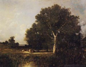 River Landscape With Cattle by Leon Victor Dupre