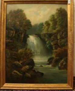 Figures Fishing Beside Waterfalls Figures Fishing Beside Waterfalls