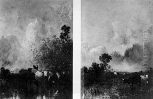Heidelandschaft Mit Tierstaffage by Leon Victor Dupre