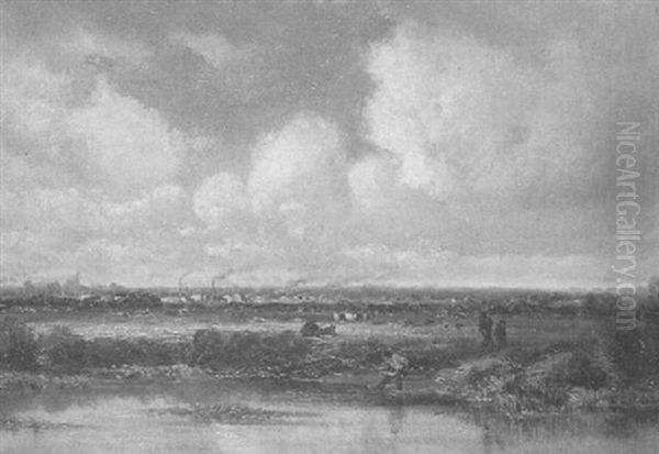 Weite Ebene Mit Gewasser Und Fernen Dorf - view 1