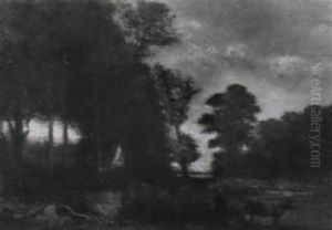 Landschaft Mit Bauerin Und Kuh by Leon Victor Dupre