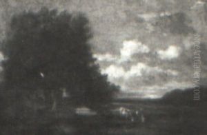 Landscape Of Cows In Meadow by Leon Victor Dupre