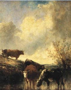 Cattle Watering In A Meadow