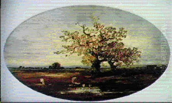 Paysage Champetre En Medaillon - view 1