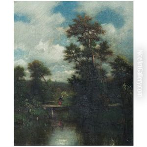 Landscape With Figure On Bridge by Jules Dupre
