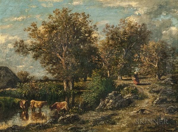 River Landscape With Cattle - view 1