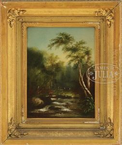 Barbizon Landscape With Fisherman by Jules Dupre