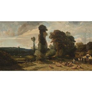 Troupeau De Vaches Se Desalterant by Jules Dupre