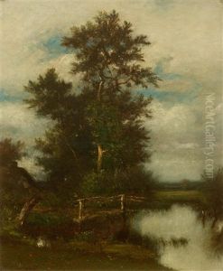 Oak By A Pond by Jules Dupre