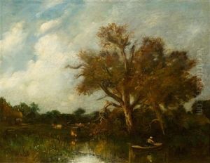 River Landscape With Boat by Jules Dupre