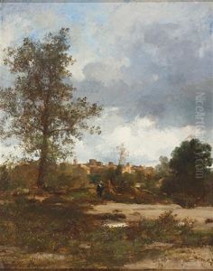 Sudliche Landschaft Mit Malerischem Stadtchen by Jules Dupre