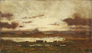 Soleil Couchant Sur Un Marais A Nohan