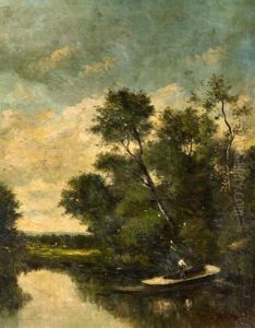 Angler Auf Dem Waldsee by Jules Dupre