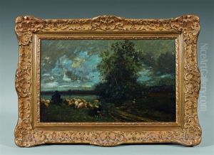Berger Et Son Troupeau by Jules Dupre