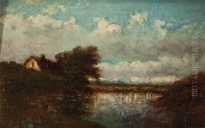 Teichlandschaft Mit Bauernhaus by Jules Dupre