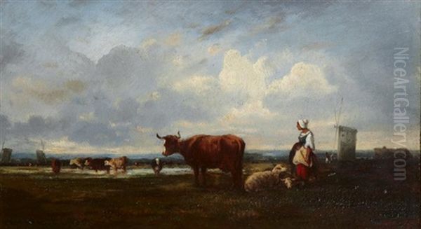 Fermiere Et Son Troupeau - view 1