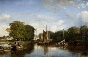 Bords De Riviere, Bateaux by Jules Dupre