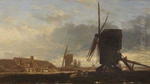 Hameau Aux Moulins A Vent by Jules Dupre