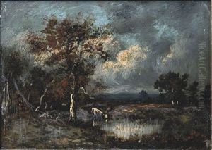 Vache S'abreuvant A La Riviere by Jules Dupre